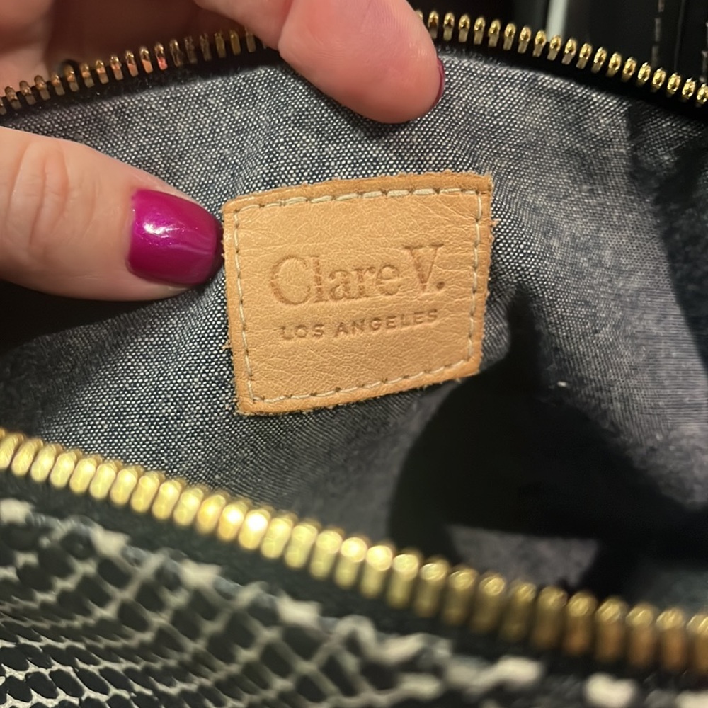 Clare V. Black Gray Fold Over Clutch - Picture 6 of 8